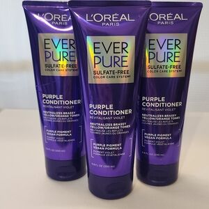 L’Oréal EverPure Purple Conditioner LOT of 3 Sulfate-Free Vegan 6.8 oz